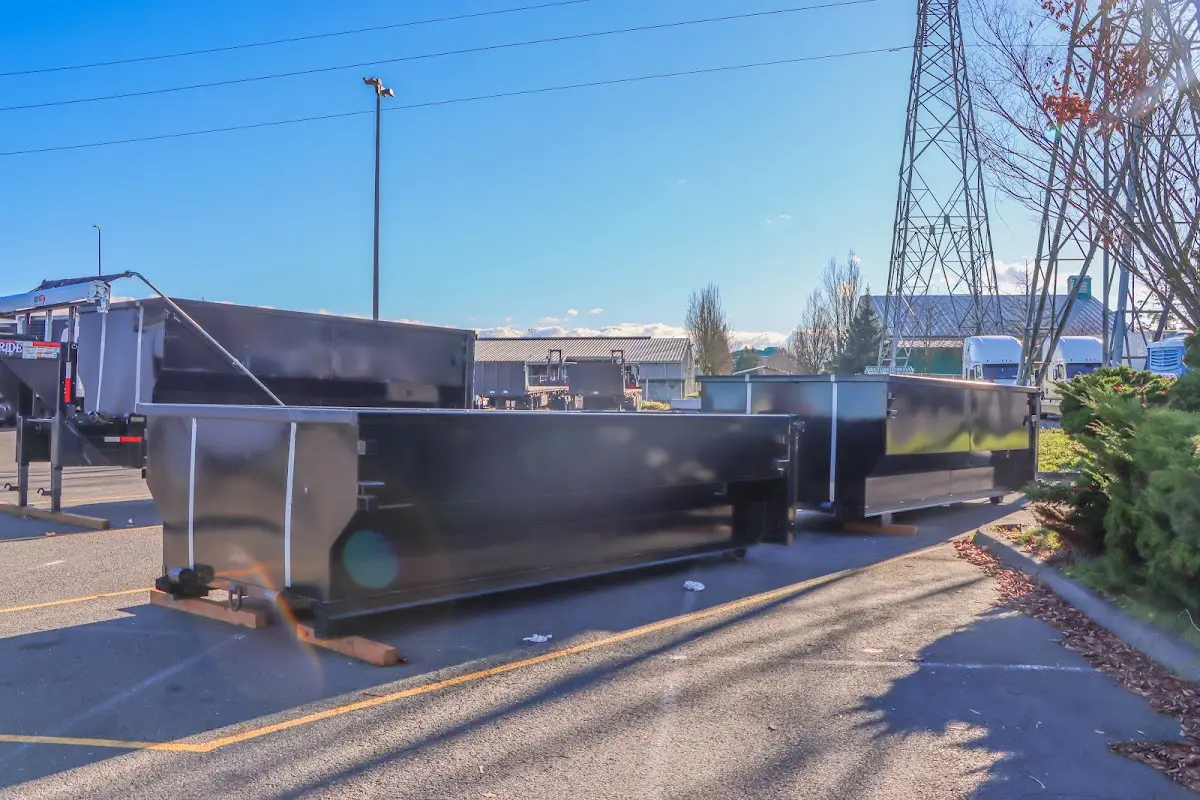Roll-off dumpster ready for waste disposal at job site for 10 Yard Dumpster Rental in Washington Court House